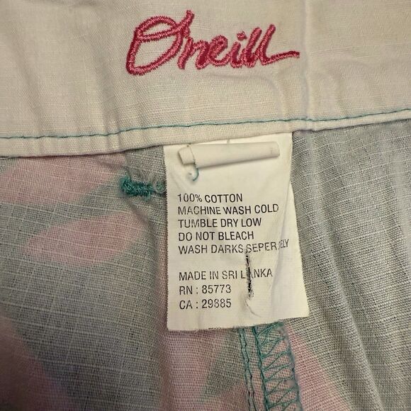 Vintage O'Neil Jr's 13 Green Pink 100% Ripstop Cotton Hawaiian Board Shorts - Picture 16 of 16